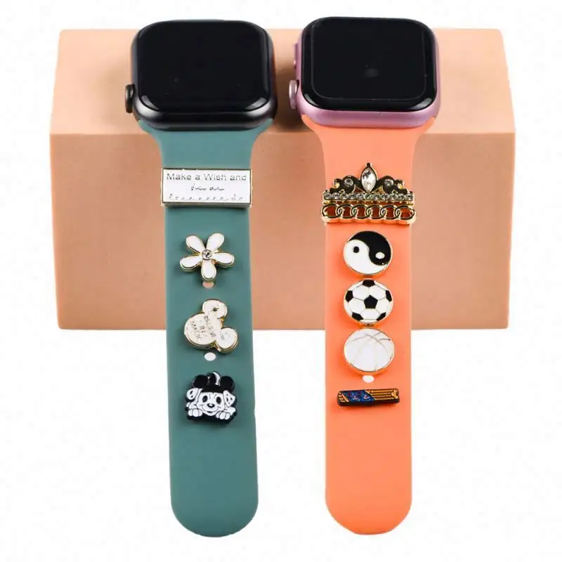 2023 New Silicone Strap decoration charms For Watch Band Sport Bracelet For Iwatch Series 7 6 5 4 3 Se Band decoration