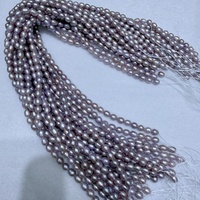 Chaîne de perles de riz naturelles violet foncé AAA, perles d'eau douce en vrac de 5-6 mm, perles artisanales pour la fabrication de bracelets et de colliers, marque HB