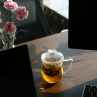 Tasse à thé en verre borosilicate de haute qualité pour le bureau ou la maison, avec couvercle, poignée et infuseur, idéale pour les occasions professionnelles ou de loisirs