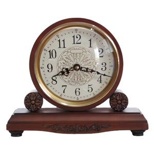 Solid Wood Table Clock European Classic Style Circular Silent <b>Desk</b> Clock For Living Room <b>Study</b> Office Furniture Color T1012A - Product Image 4