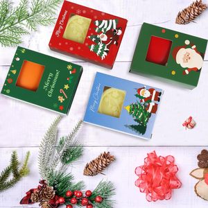 Cajas <span class=keywords><strong>de</strong></span> Jabón Navideñas <span class=keywords><strong>de</strong></span> Papel Kraft en <span class=keywords><strong>4</strong></span> Colores, con Ventana, para Jabón Artesanal, Envases Desechables para Llevar Postres - Product Image 4