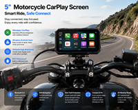 Monitor CarPlay Motor 5 Inci untuk Pemasangan Universal di Stang, Navigasi Nirkabel, Bluetooth, dan Android Auto Grosir
