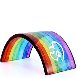 Rhdekoein Dog Memorial Fused Glass 3D Colorful Rainbow Bridge Sympathy Card Remembrance Gift Set for Pets (Dog/Cat/Guinea