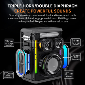 ลำโพง Cyboris 2025 X15 400W รุ่นที่เหมาะสม พร้อมบูมบ็อกซ์สเตอริโอ 3-in-1 และไมโครโฟนโลหะ 2 ตัว XTREME4 รีโมทคอนโทรลสำหรับงานปาร์ตี้ - Product Image 6