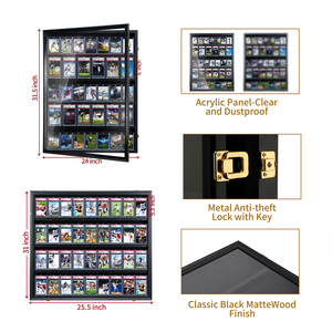 Uv-bảo vệ lớn dọc màu đen có thể khóa thẻ hiển thị trường hợp 35 khe cắm phân loại thể thao kinh doanh thẻ bóng hộp khung có tính năng động vật - Product Image 2