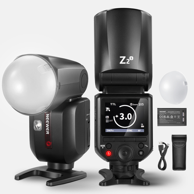 NEEWER Z2-S TTL Round Head Flash Speedlite 2.4G Wireless Lighting Compatible Camera Flash Light Photography Accessory