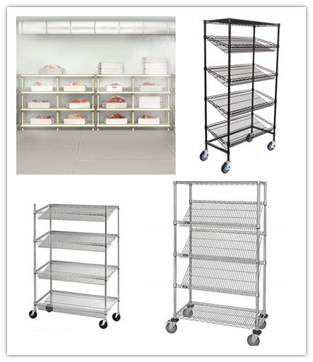 5-Tier Heavy Duty Slanted Wire Shelving Rack SUS304 Stainless Steel ...
