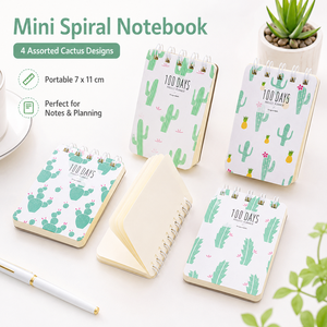 Mini Spiral Notebook 100 Days <strong>Project</strong> <strong>Planner</strong> 4 Cactus Designs Portable 7x11cm Lined Pages Bulk Order Wholesale - Product Image 1