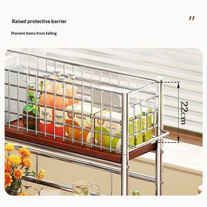 छोटे प्राचीन शैली की ट्रॉली साइड टेबल चल कॉफी टेबल फ्लोर-खड़े स्नैक भंडारण शेल्फ लिविंग रूम सोफा साइड कैबिनेट नो - Product Image 4