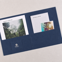 Porte-documents de présentation en papier avec fente pour cartes de visite, format personnalisé, anti-rayures, avec lamination, gaufrage et débossage, pour le bureau