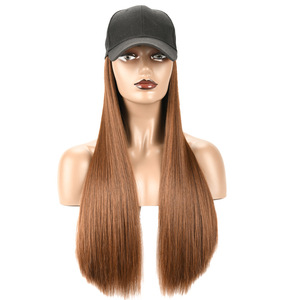 Lungo Rettilineo <span class=keywords><strong>Parrucca</strong></span> Cappello 24 inch Nero Marrone Dei Capelli Palla Caps Casual Cappello con <span class=keywords><strong>Parrucca</strong></span> per Le Donne Delle Ragazze Berretto Da Baseball con la <span class=keywords><strong>Parrucca</strong></span> - Product Image 3