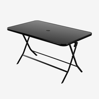 Table pliante d'extérieur moderne et portable pour salle à manger, salon, cour, rectangulaire, en verre trempé, avec cadre en fer, pour jardin et camping
