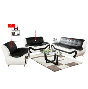 Divano Moderno Best Seller da 1, 2, 3 Posti, Set di Poltrone per Camera da Letto, Divano Componibile Quadrato in Ecopelle Nera e Bianca per Appartamenti - Product Image 1