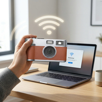 Appareil photo rétro compact sans écran avec WiFi intégré, capteur CMOS 12MP, 8 filtres, grande batterie au lithium, carte SD, mise au point fixe