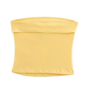 Haut bustier jaune respirant avec boucle argentée et détails à œillets, ajusté pour un usage décontracté - Product Image 3