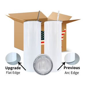 EE. UU. Almacén 20oz Blanco Absolutamente borde plano Borde de ángulo recto Sublimación Espacios en blanco Vaso recto con pajita de metal - Product Image 1