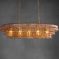 Lustre suspendu en laiton moderne sur mesure pour plafond haut, lanterne, hôtel, hall, salon, restaurant, ovale, verre de Murano italien