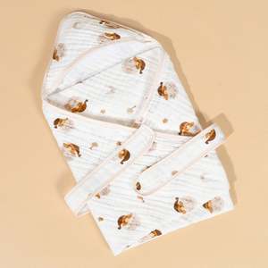 Serviette de bain pour bébé à capuche en coton de haute qualité, absorbante et portable, 90*90cm, vente en gros - Product Image 1