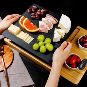 Juego de tabla de quesos de bambú Zhongshuo con cuchillo, tenedor y cuencos de cerámica para uso en la cocina - Product Image 2