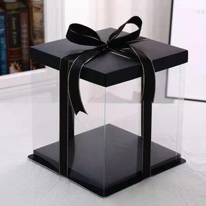 Scatola per Torta di Compleanno Semplice, all'Ingrosso, a Doppio Strato, Trasparente, Nera, Ecologica - Product Image 5