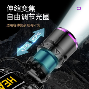 Lampe frontale LED rechargeable en alliage d'aluminium, lumière blanche, pour camping en extérieur - Product Image 4