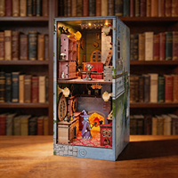 Kit de puzzle 3D en bois DIY Magic Pharmacist House pour commande en gros, avec emballage personnalisé, serre-livres LED et maison de poupée miniature