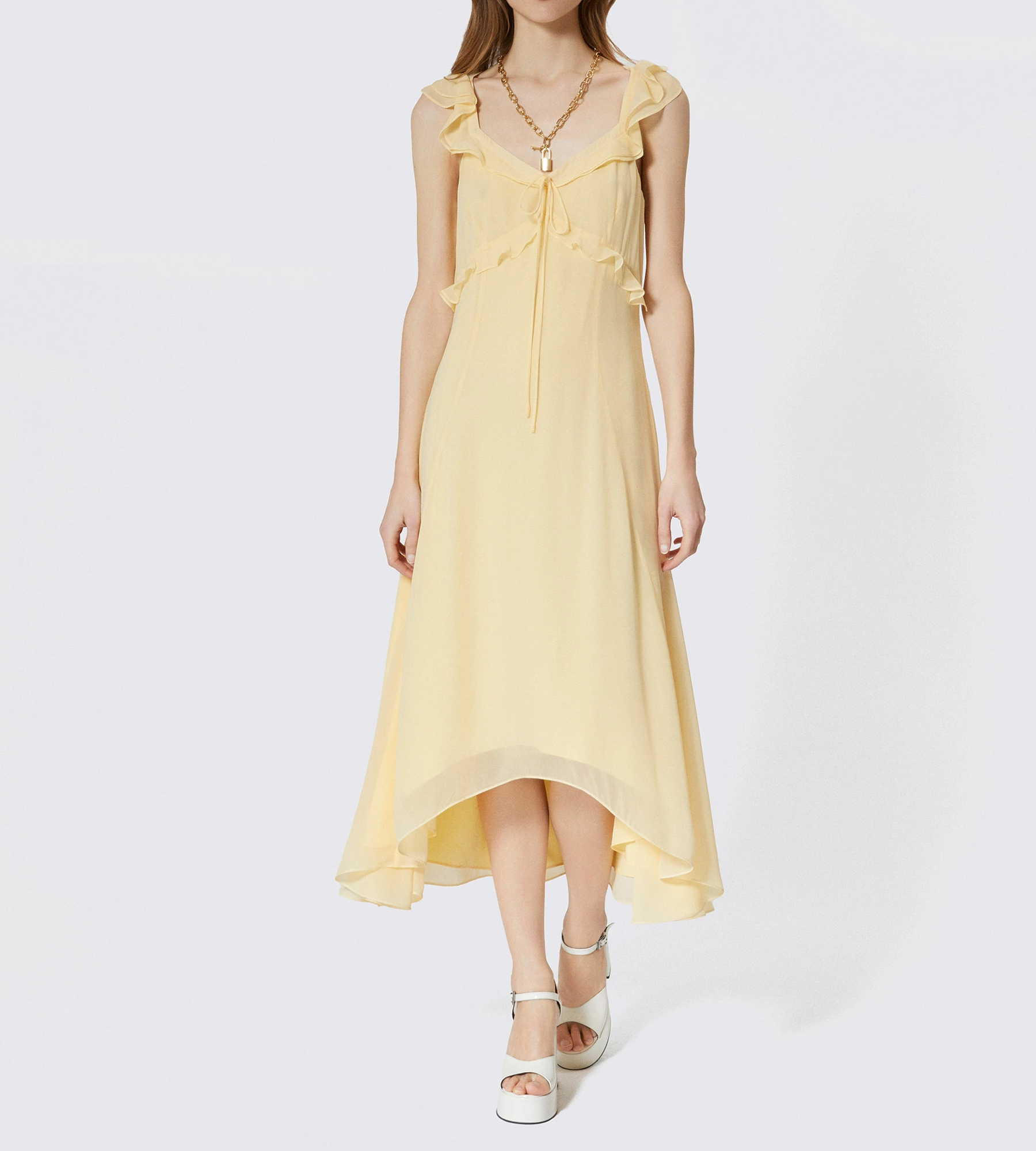 white christmas dresses T713 Pale Yellow – Amoris main image 1