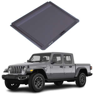 Cubierta enrollable de aluminio impermeable para caja de camioneta <span class=keywords><strong>Jeep</strong></span> <span class=keywords><strong>Gladiator</strong></span> 2025, 4x4 todoterreno, con bloqueo, negra, sin perforación, nueva - Product Image 1