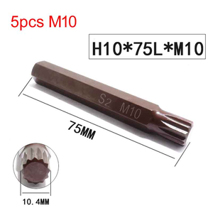 <span class=keywords><strong>Puntas</strong></span> de <span class=keywords><strong>Destornillador</strong></span> Torx de Acero S2 de China, Longitud de 75 mm, <span class=keywords><strong>3</strong></span> Pulgadas, 12 <span class=keywords><strong>Puntas</strong></span>, Eje Hexagonal de 10 mm, Punta de Impacto en Forma de <span class=keywords><strong>Estrella</strong></span>, M5 M6 M8 M10 M12 - Product Image 5