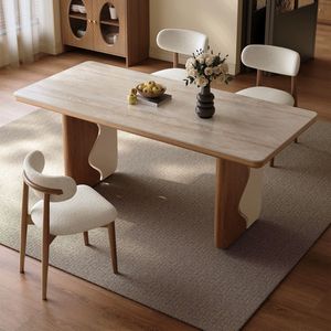 Dongshi <b>Solid</b> <b>Wood</b> Dining <b>Table</b> Rectangle Stable Combination Furniture For Home Use - Product Image 1