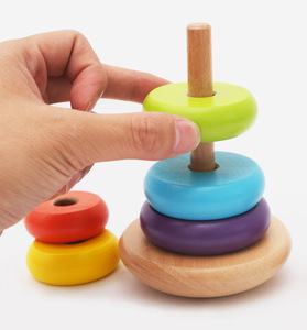 <span class=keywords><strong>3</strong></span> in 1 gioco educativo di perle di animali in legno arcobaleno che impilano la torre giocattolo a forma di colore che abbina i blocchi giocattoli - Product Image 4