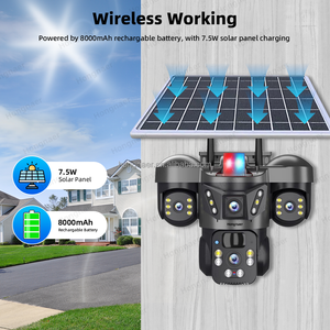 Hongnaer 12MP 3 Lens güneş enerjisi kablosuz gözetim Video PTZ kamera Pro Pro WiFi 4G Sim kart güvenlik <span class=keywords><strong>CCTV</strong></span> 4G güneş kamera - Product Image 6