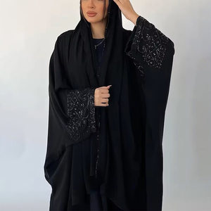 2025 Ramadan Màu Đen Mở Abaya Dubai Sang Trọng Hồi Giáo Dubai Hồi Giáo Màu Đen Đính Cườm Abaya Cho Phụ Nữ - Product Image 5