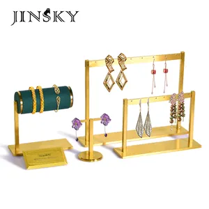 Jinsky Elegantie Roestvrij Staal Titanium Draadtrekken Sieraden Display Standaard Oorbel Ketting Sieraden Display Stand