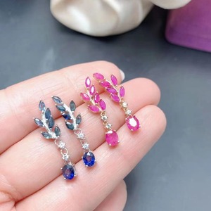 Thời trang tùy chỉnh đá quý tự nhiên màu hồng phóng đại Bông Tai Độc Đáo - Product Image 1