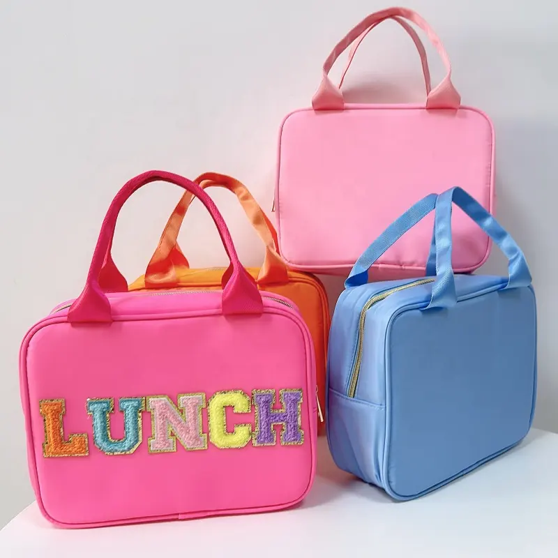 Sac à Lunch en Nylon multicolore pour femmes, boîte à Lunch isotherme Portable avec poignée