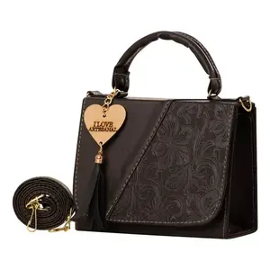 Bolso Bandolera Fana Virginia, Color Chocolate, con Estampado Floral, Forro de PU, Estilo Vintage, Bolso de Hombro para Mujer, Verano - Product Image 3