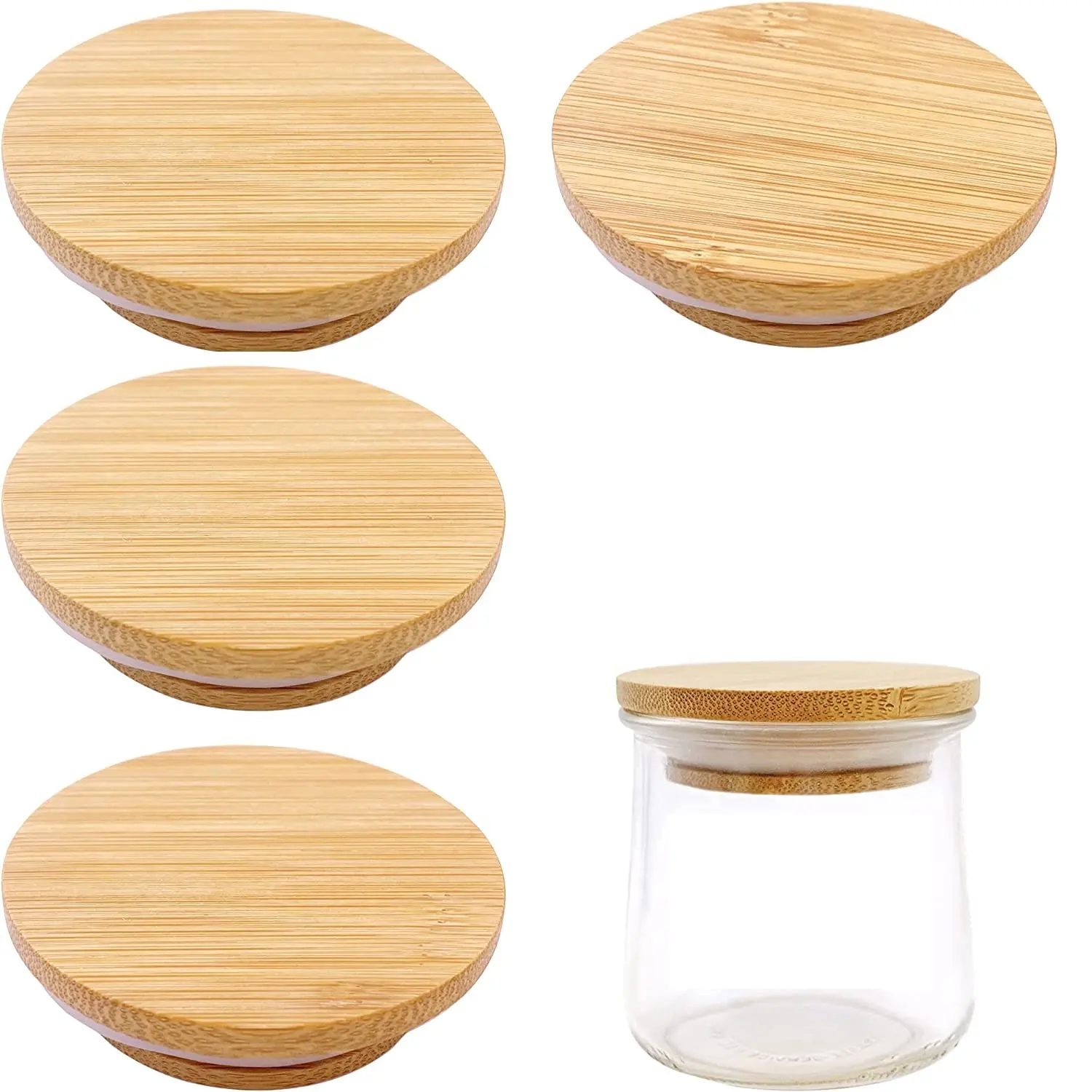 manufacture Bamboo mason jar lid storage canning lids with silica gel sealing ring wooden cover for glass container candle jar and mugs