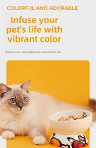 Piccolo animale portatile eco-friendly <span class=keywords><strong>Cat</strong></span> Bowl solido rotondo piatto in ceramica con funzione rialzata per viaggi all'aperto facile da pulire - Product Image 5