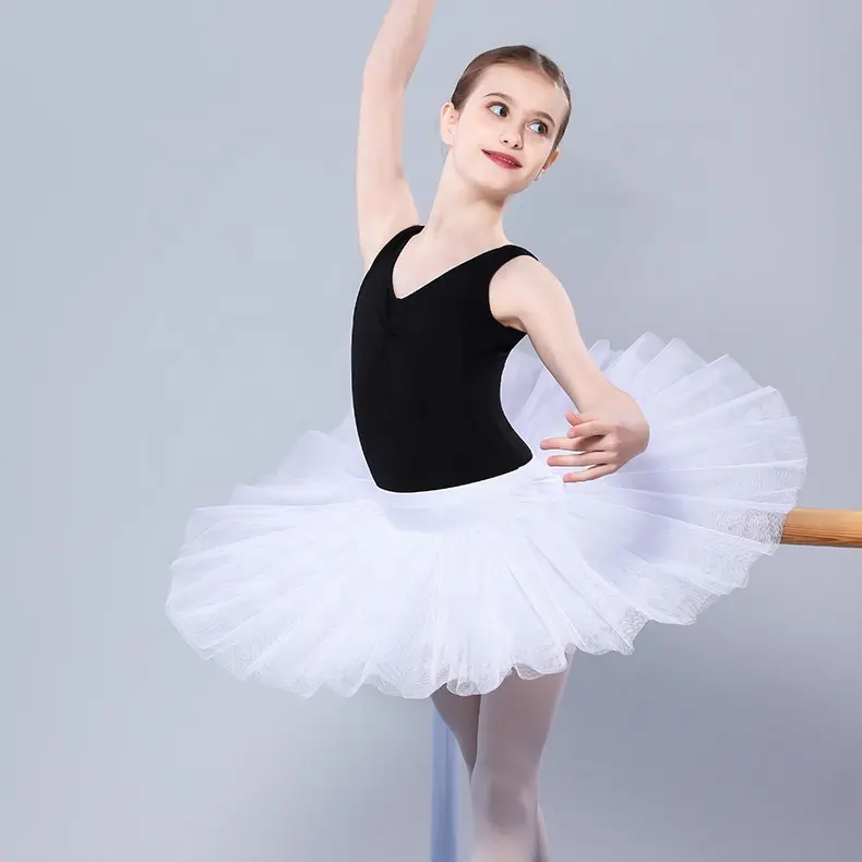 Rok Tutu Dansa Berkualitas Putih Panggung Klasik Balet Tutu Anak Perempuan Putih 8 Lapis Latihan Tulle Kaku Setengah Tutu Rok Pancake Balet