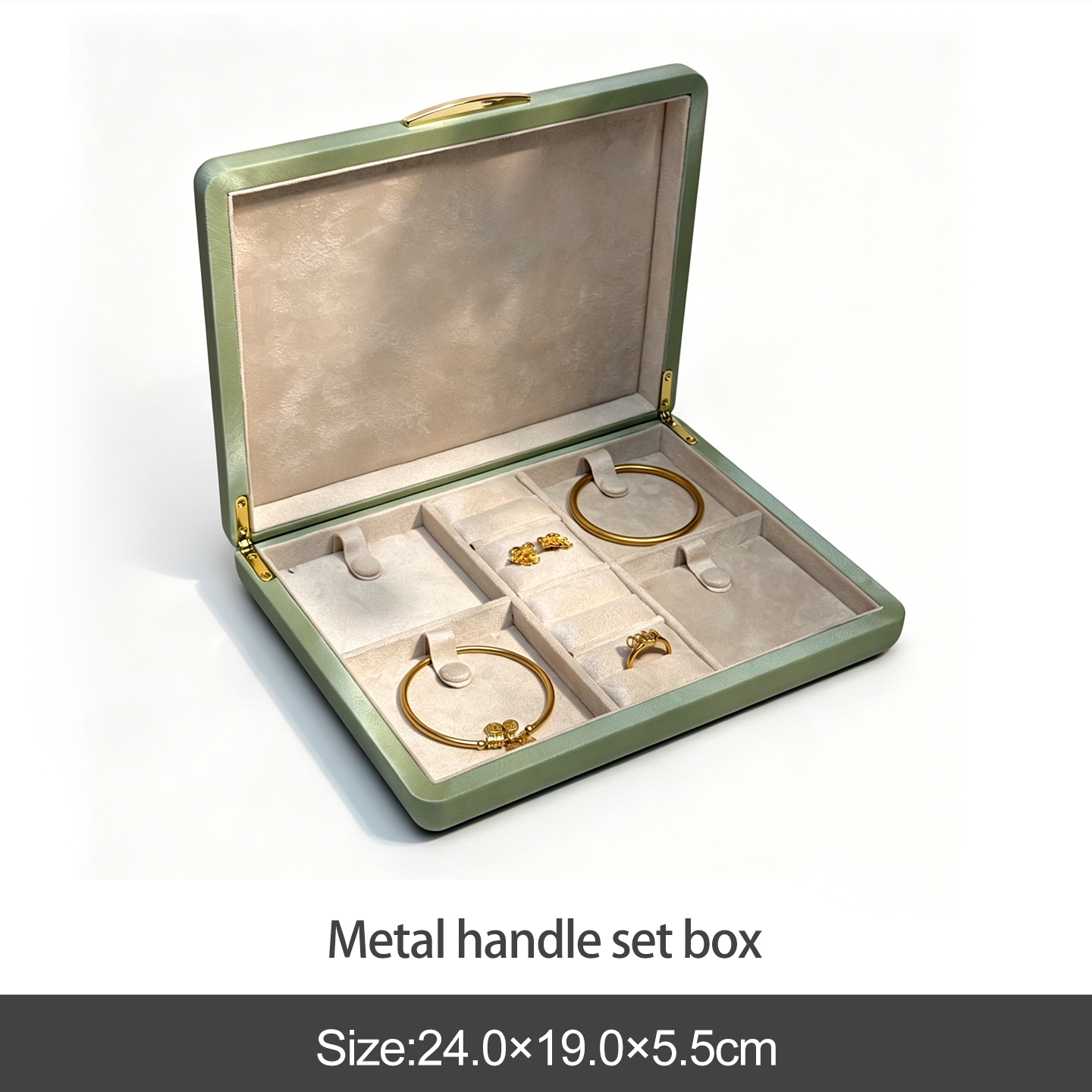 Green metal handle set box