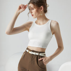 Женский дышащий Повседневный Спортивный укороченный топ со встроенным бюстгальтером, летняя майка, короткая длина, верхняя одежда - Product Image 5