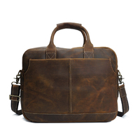 Usine 14 pouces Vintage peau de vache bandoulière Crazy Horse porte-documents en cuir sac de messager en cuir véritable pochette d'ordinateur pour hommes