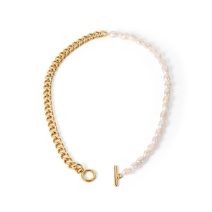 Collar de Perlas de Agua Dulce con Cadena de Acero Inoxidable y Cierre OT, Joyería para Uso Diario - Product Image 5