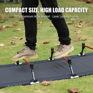 Portable Modern Folding Camping Cot with Aluminum Alloy Frame and 600D Oxford Fabric <b>Single</b> Lounger Outdoor Beach Travel <b>Bed</b> - Product Image 2