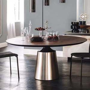 Italienischer moderner schwarzer runder Esstisch mit rotierendem Zentrum Günstiger minimalisti scher chinesischer Esstisch für 8 Personen Low Moq - Product Image 3