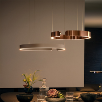 Luminaire suspendu LED en aluminium de luxe, lampe suspendue circulaire moderne pour hall de villa