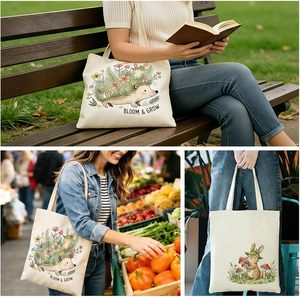 <span class=keywords><strong>Borsa</strong></span> Tote con Motivo Floreale Estetico <span class=keywords><strong>per</strong></span> Donne - Chiusura Magnetica, Tasca Interna con Cerniera, in Tela di Cotone <span class=keywords><strong>per</strong></span> Uso in Cucina/Spesa - Product Image 4