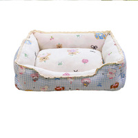 Lit pour chat à motif écossais de dessin animé, style canapé en velours laiteux, lit pour animaux de compagnie chaud rembourré en coton PP, pour petits chiens et chiots, usage intérieur