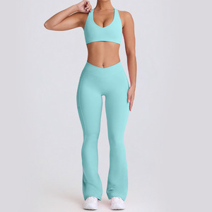 Conjunto de Pantalones de Yoga de Cintura Alta y Sujetador Deportivo para Mujer, Ropa Deportiva Ligera y Transpirable para Gimnasio y Fitness - Product Image 5